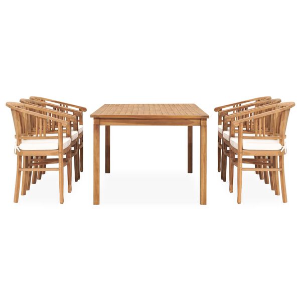 vidaXL Matgrupp f&ouml;r tr&auml;dg&aring;rden 7 delar med dynor massiv teak