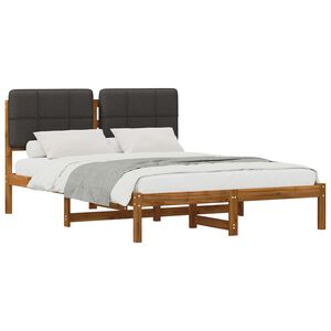 vidaXL S&auml;ngram med Kl&auml;dd Huvudgavel Naturlig och m&ouml;rkgr&aring; 150 x 200 cm