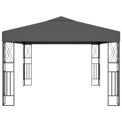 vidaXL Paviljong med ljusslinga LED 3x4 m antracit tyg