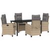 vidaXL Tr&auml;dg&aring;rdsm&ouml;belset med kudde 5 pcs Beige konstrotting
