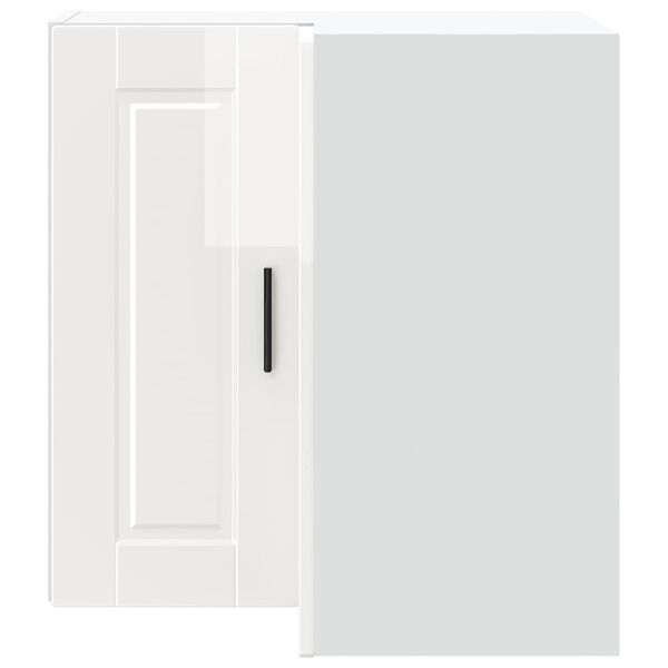 vidaXL Vägghörnskåp för kök Porto högglans vit konstruerat trä