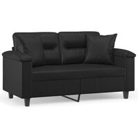 vidaXL 2-sits soffa med prydnadskuddar svart 120 cm konstläder