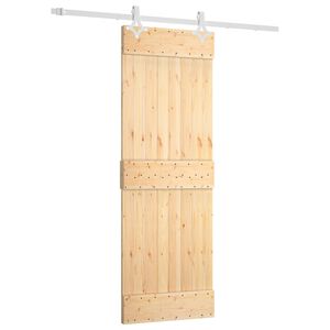 vidaXL Skjutd&ouml;rr Naturlig och vit 70 x 210 cm Massiv furutr&auml;d&ouml;rr