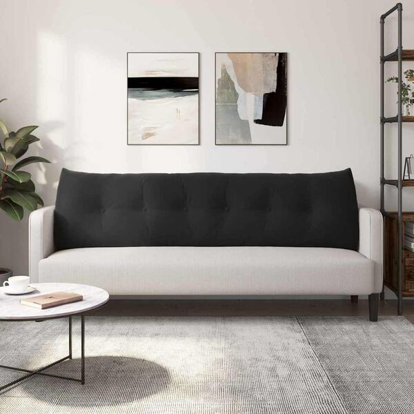 vidaXL Ryggkudde Svart 180 x 24 x 50 cm Sammet