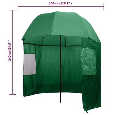vidaXL Parasoll för fiske grön 300 x 240 cm