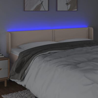 vidaXL Sänggavel LED cappuccino 163x16x78/88 cm konstläder