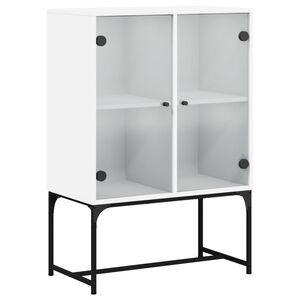 vidaXL Sidosk&aring;p med glasd&ouml;rrar vit 69x37x100 cm