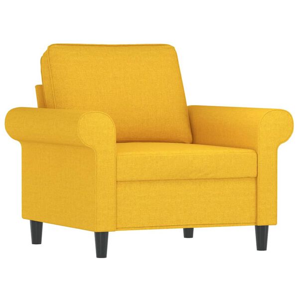 vidaXL F&aring;t&ouml;lj med fotpall Ljusgul 60 cm tyg