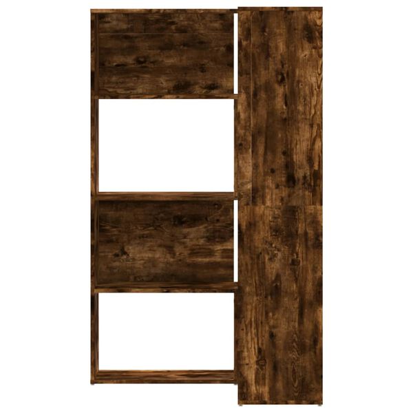 vidaXL Bokhylla hörn 4 hyllplan rökfärgad ek 85x85x140 cm