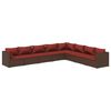 vidaXL Loungegrupp med dynor 8 delar konstrotting brun