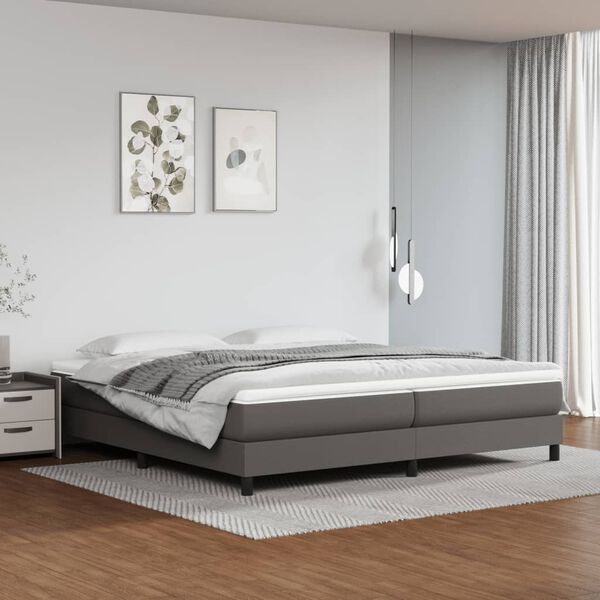 vidaXL Boxspring-s&auml;ngram gr&aring; 200x200 cm konstl&auml;der