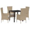 vidaXL Tr&auml;dg&aring;rdsm&ouml;belset med kudde 5 pcs Beige konstrotting