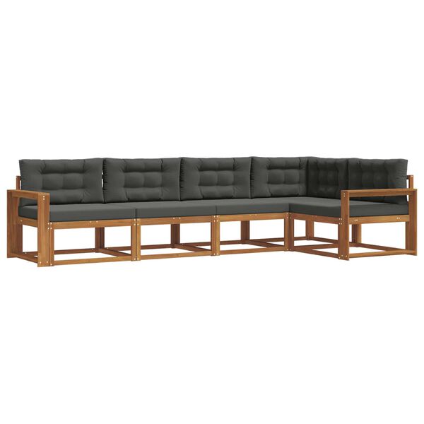 vidaXL Utomhussoffset med kudde 5 pcs Naturlig och Antracit