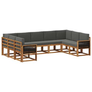 vidaXL Utomhussoffset 9 pcs Naturlig och Antracit Massivt Akaciatr&auml;
