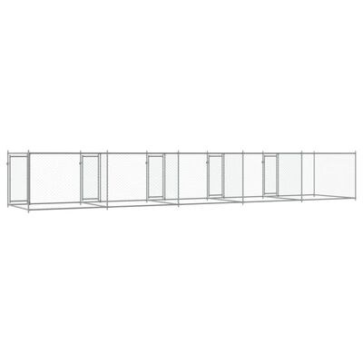 vidaXL Hundgård med dörrar grå 10x2x1,5 cm galvaniserat stål