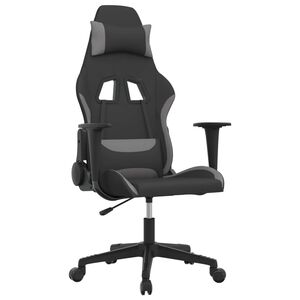 vidaXL Gamingstol med massage svart och ljusgr&aring; tyg