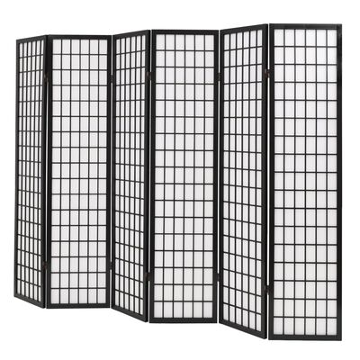 vidaXL Rumsavdelare med 6 paneler japansk stil 240x170 cm svart
