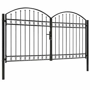 vidaXL Staketgrind ASSEN dubbeld&ouml;rr med v&auml;lvd topp st&aring;l 300x175 cm