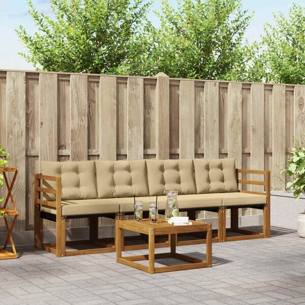 vidaXL Utomhussoffset med kudde 5 pcs Naturlig och Beige