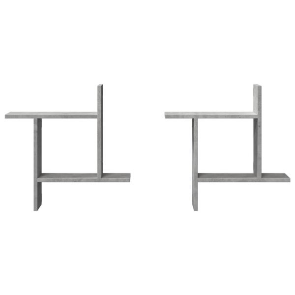 vidaXL Vägghyllor 2 st betonggrå 50x12x50 cm konstruerat trä