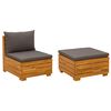 vidaXL Tr&auml;dg&aring;rd loungem&ouml;bler med kudde 2 Stycke Brun Massivt Akaciatr&auml;