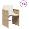 vidaXL Tr&auml;dg&aring;rdsstolar med dynor 4 st beige konstrotting