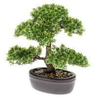 Emerald Konstväxt bonsaiträd fikus mini grön 32 cm 420002