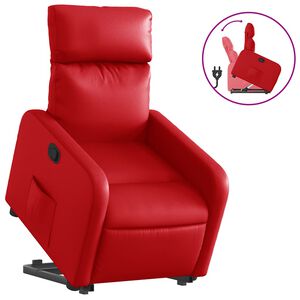 vidaXL Reclinerf&aring;t&ouml;lj med uppresningshj&auml;lp r&ouml;d konstl&auml;der
