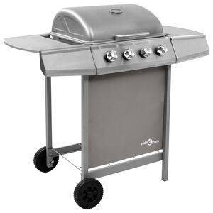 vidaXL Gasolgrill med 4 br&auml;nnare silver