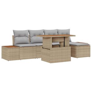 vidaXL Tr&auml;dg&aring;rdsoffset 6 st Beige Poly rattan