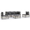 vidaXL Loungegrupp 6 delar med dynor antracit konstrotting