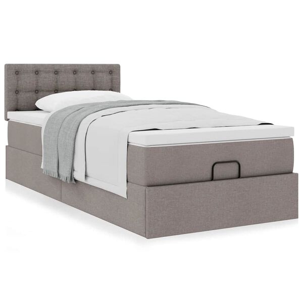 vidaXL Ottoman s&auml;ngram med madrass taupe 80x200 cm tyg