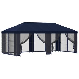 vidaXL Tr&auml;dg&aring;rdsgazebo med sidov&auml;ggar 6 x 3 m Bl&aring; Polyester och St&aring;l