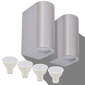 vidaXL Utomhusv&auml;gglampa LED 2 st rund upp&aring;t/ned&aring;t