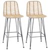 vidaXL Barstol 2 st Naturf&auml;rg 44 x 52 x 111 cm Rattan och J&auml;rn