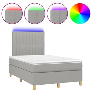 vidaXL Rams&auml;ng med madrass & LED ljusgr&aring; 120x190 cm tyg