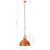 vidaXL Industriell h&auml;nglampa koppar rund 32 cm E27 massivt mangotr&auml;