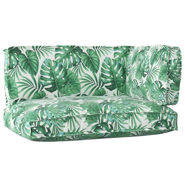 vidaXL Pallkuddset Blommor 3 pcs Grön Blad Mönster Oxford Tyg