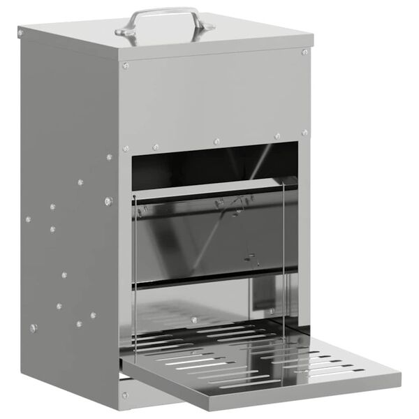 vidaXL Kyckling Trampmatare Silver 25 x 42 x 40 cm Galvaniserat St&aring;l