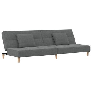 vidaXL B&auml;ddsoffa 2-sits med tv&aring; kuddar m&ouml;rkgr&aring; tyg