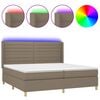 vidaXL Rams&auml;ng med madrass & LED taupe 200x200 cm tyg