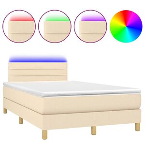 vidaXL Rams&auml;ng med madrass & LED gr&auml;ddvit 120x200 cm tyg