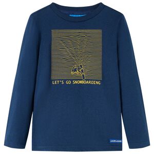vidaXL T-shirt med l&aring;nga &auml;rmar f&ouml;r barn marinbl&aring; 92