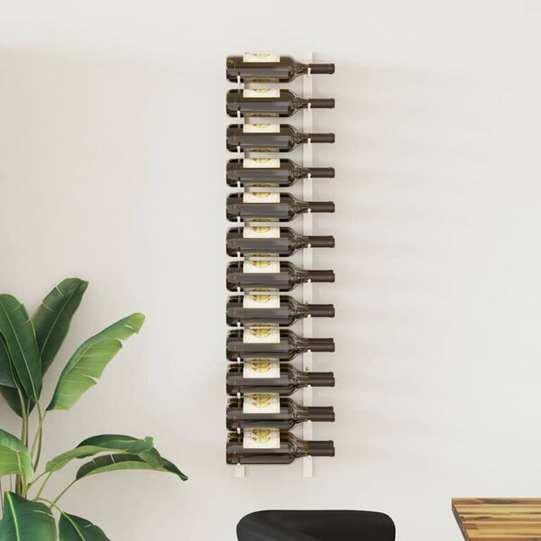 vidaXL V&auml;ggmonterat vinst&auml;ll f&ouml;r 24 flaskor vit j&auml;rn