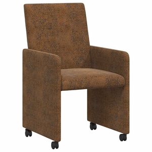 vidaXL Matstolar med hjul 2 st Faux mockal&auml;der Brun 57 x 66 x 94 cm