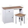 vidaXL Sminkbord set 2 delar vit massiv furu panama