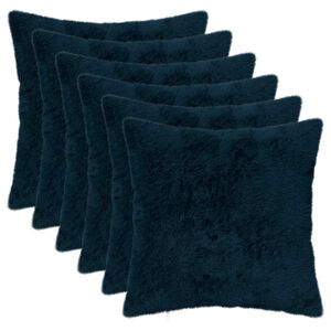 vidaXL Kudd&ouml;verdrag 6 st HEERLEN M&ouml;rkbl&aring; 30 x 30 cm Faux Kaninp&auml;ls