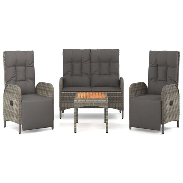 vidaXL Matgrupp f&ouml;r tr&auml;dg&aring;rden med dynor 4 delar konstrottning gr&aring;