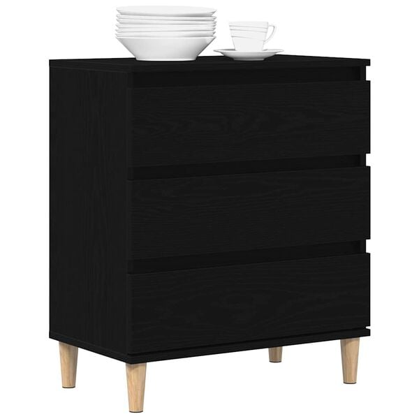 vidaXL Sideboard med l&aring;da Svart Ek 60 x 35 x 70 cm Konstruerat tr&auml;