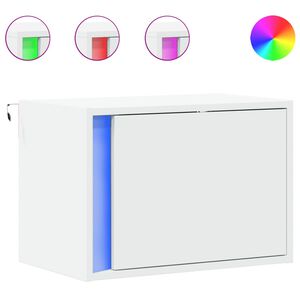 vidaXL V&auml;ggmonterat s&auml;ngbord med LED-lampor vit